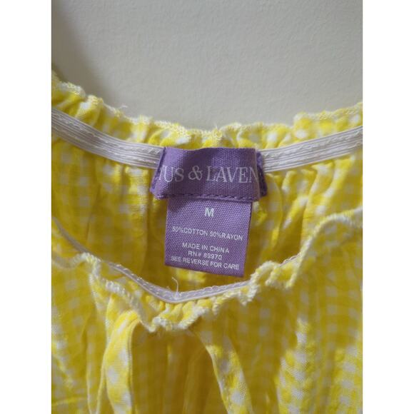 Lotus. & Lavender Yellow Gingham Top NWT - Picture 2 of 3